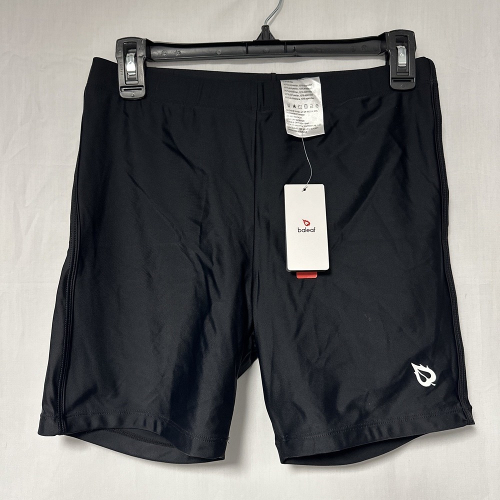 NWT Baleaf Women's Med Black Compression Bike Shorts Athletic UPF 50 Sporty Yoga